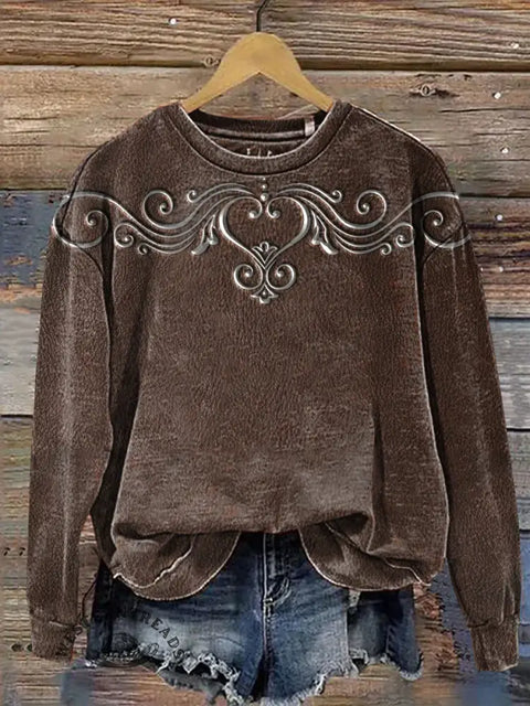 Retro Pattern Casual Cotton Sweatshirt