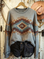 Vintage Aztec Art Print Casual Sweatshirt