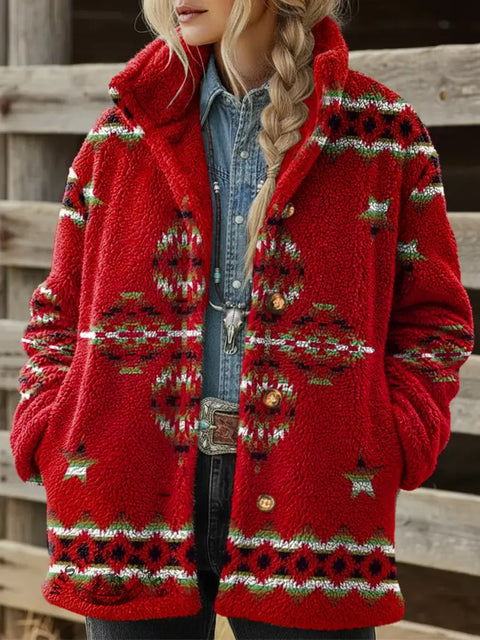 Aztec Printed Plush Jacket