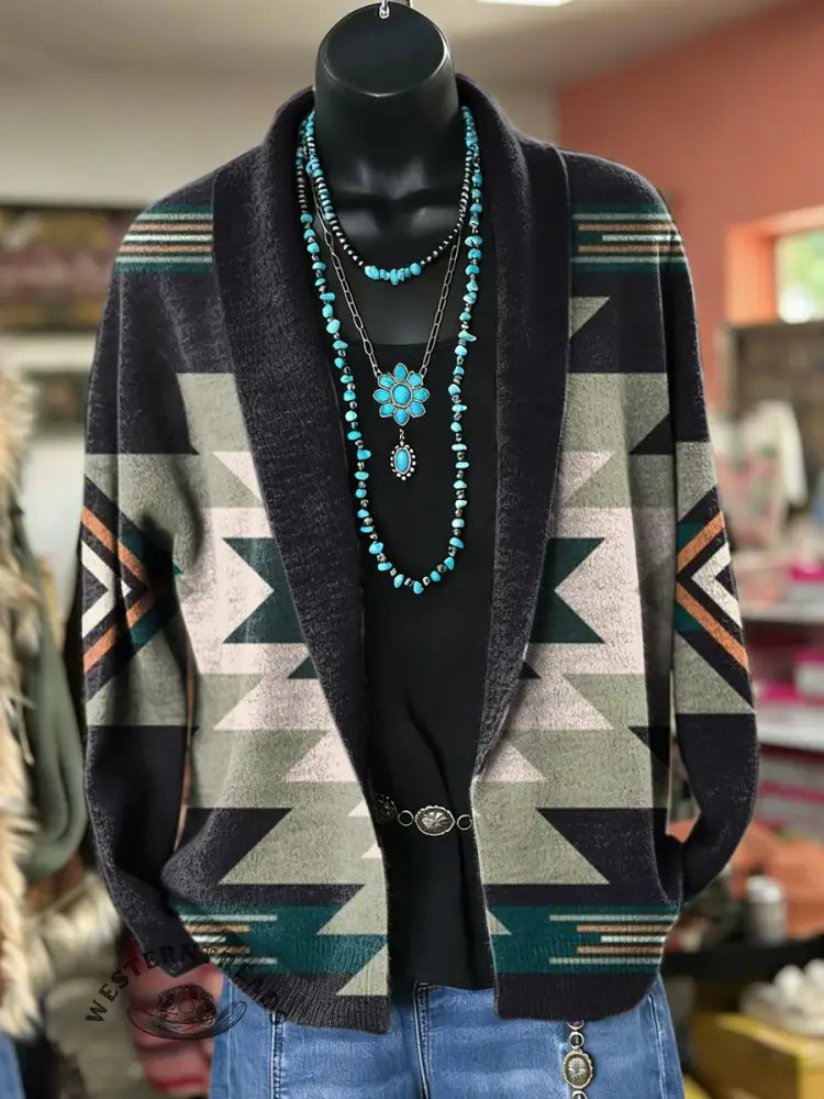 Women's Vintage Aztec Print Casual Sweater