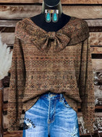 Vintage TexturePrint Buttoned Cardigan Sweater