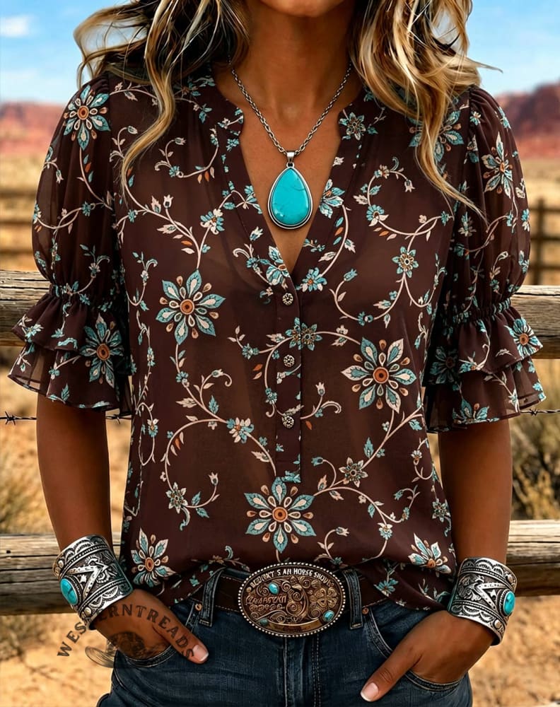 Vintage Art Print Comfortable Summer Fabrics Casual Shirt