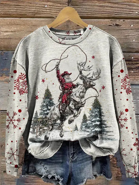 Western Christmas Art Print Casual Sweatshirt