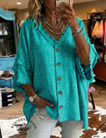 Vintage Patchwork Cotton And Linen Shirt