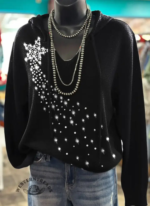 Star Print Casual Hooded Sweater