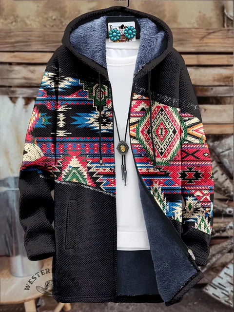 South Western Art Unisex Plush Thick Long-Sleeved Cardigan Coat