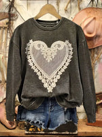 Vintage Heart Lace Art Print Sweatshirt
