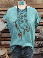 Vintage Elegant Soft Western Cotton T-shirt Top