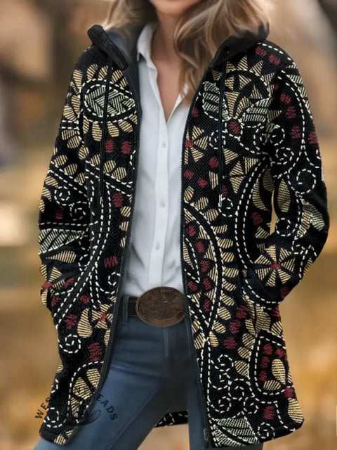 Retro Paisley Unisex Plush Thick Long-sleeved Cardigan Coat