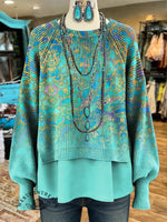 Women's Vintage Print Casual Knit Sweater