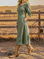 Olive Green Country Cowgirl Dress