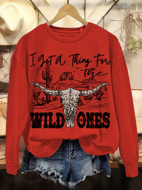 WILD ONES Print Casual Cotton Sweatshirt