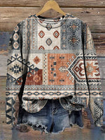 Vintage Aztec Art Print Casual Sweatshirt