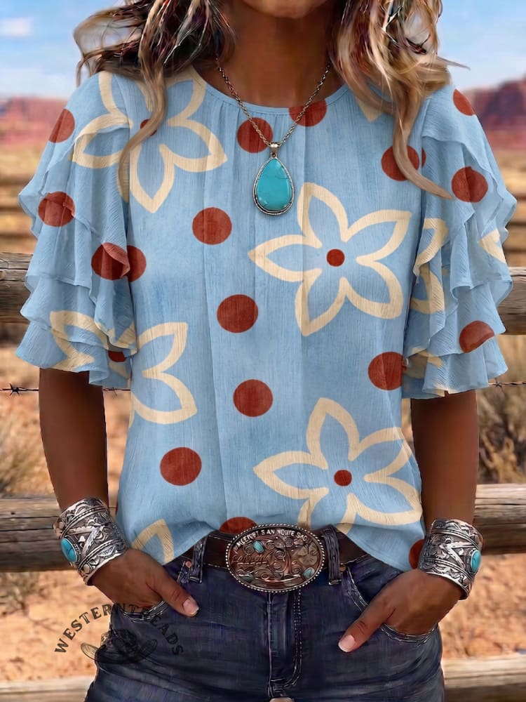 Vintage Art Print Summer Fabrics Casual Shirt