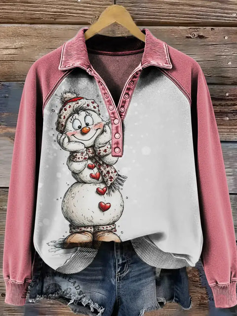 Snowman Art Print Casual Sweatshirt