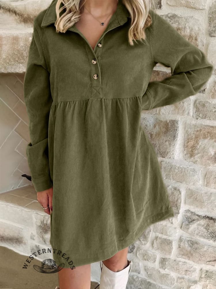 Women's Vintage Print Pocket Cotton Dress