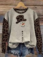 Vintage Christmas Pattern Casual Cotton Sweatshirt
