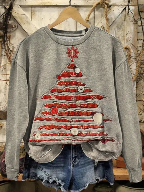 Retro Christmas Art Print Casual Sweatshirt
