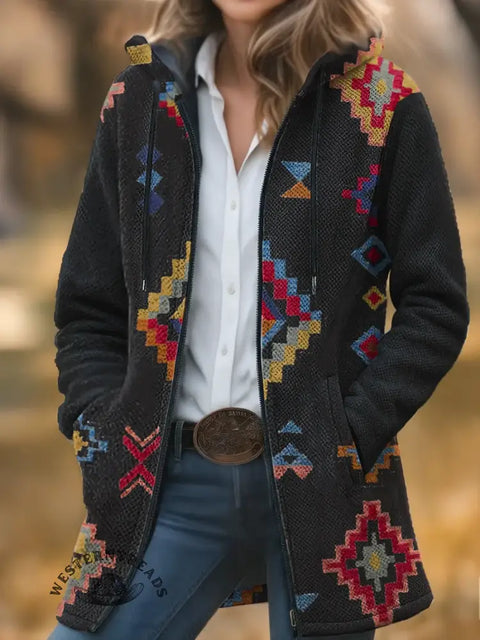 Retro Art Unisex Plush Thick Long-Sleeved Cardigan Coat