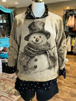 Vintage Snowman Art Print Casual Sweater