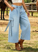 Western Style Wide Leg Cargo Pants