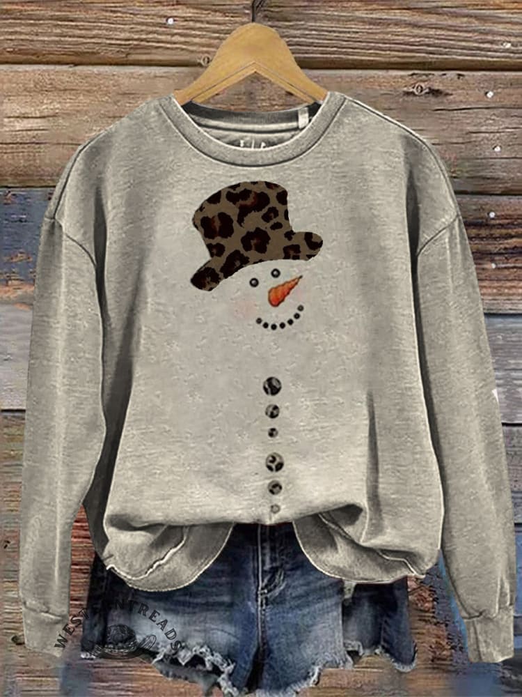 Vintage Christmas Pattern Casual Cotton Sweatshirt