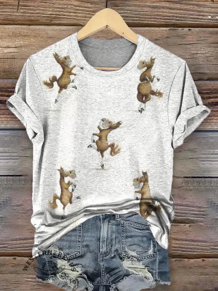Funny Horse Art Print Classic Short-sleeved T-shirt