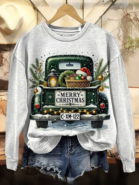 Merry Christmas Print Casual Cotton Sweatshirt