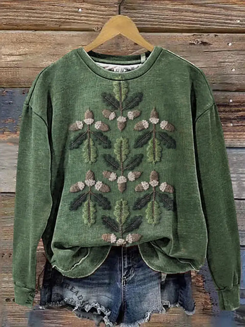 Art Floral Casual Cotton Sweatshirt