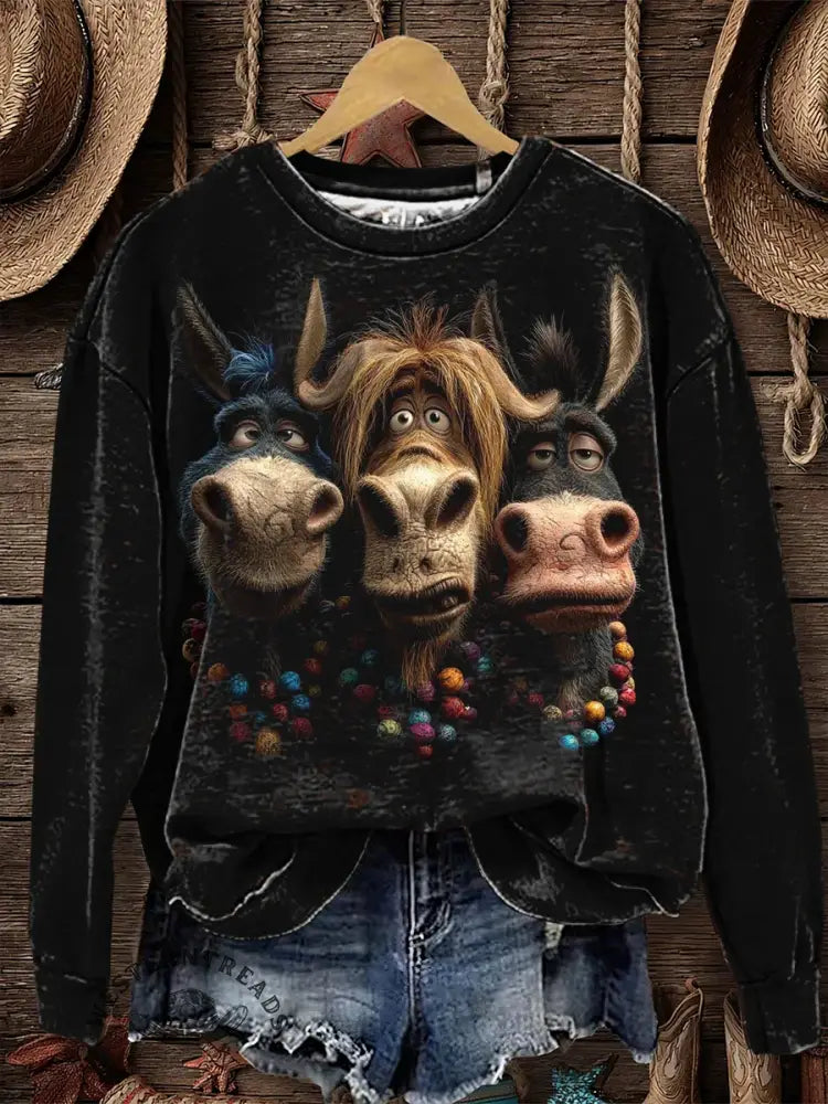 Funny Donkey Art Casual Cotton Sweatshirt