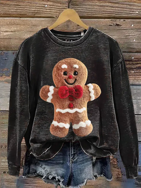 Christmas gingerbread man Casual Cotton Sweatshirt