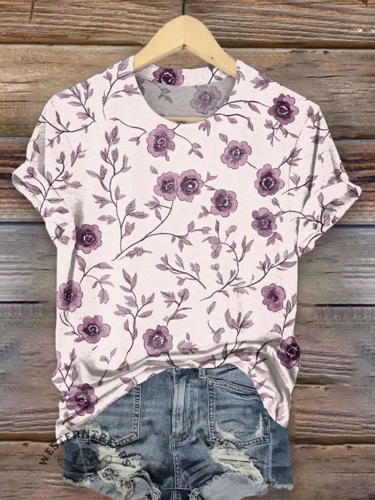 Vintage Flower Art Print T-shirt