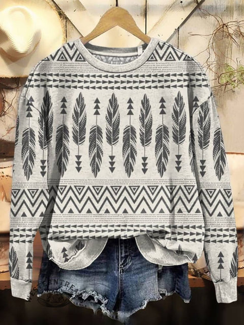 Aztec Print Casual Cotton Sweatshirt