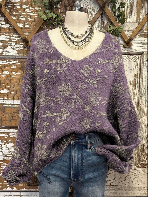 Women's Art Print Casual Pullover Sweater