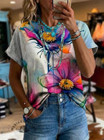 Retro Watercolor Floral Art Print T-shirt
