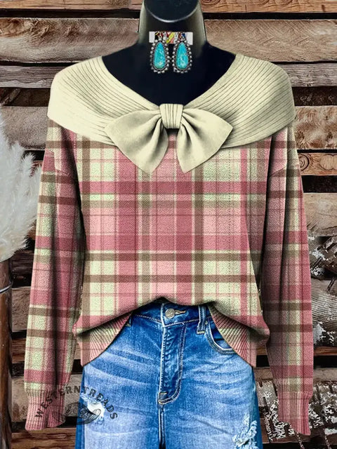 Retro Christmas Art Print Buttoned Cardigan Sweater