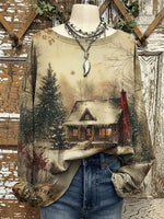 Vintage Christmas Art Print Casual Sweatshirt