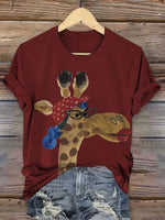 Retro Funny Animals Art Print Casual T-shirt