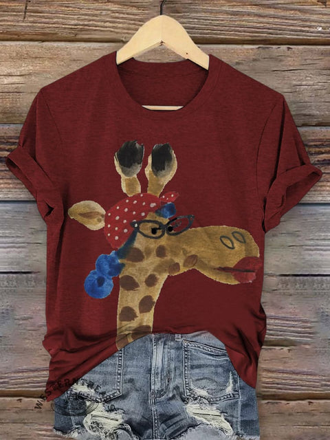 Retro Funny Animals Art Print Casual T-shirt