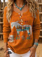 Retro Horse Casual Cotton Sweatshirt