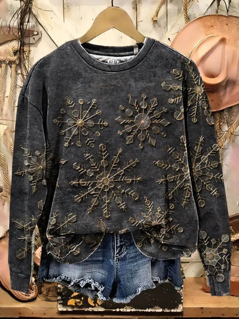 Retro Christmas Art Casual Cotton Sweatshirt