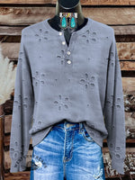 Floral Pattern Art Print Buttoned Cardigan Sweater