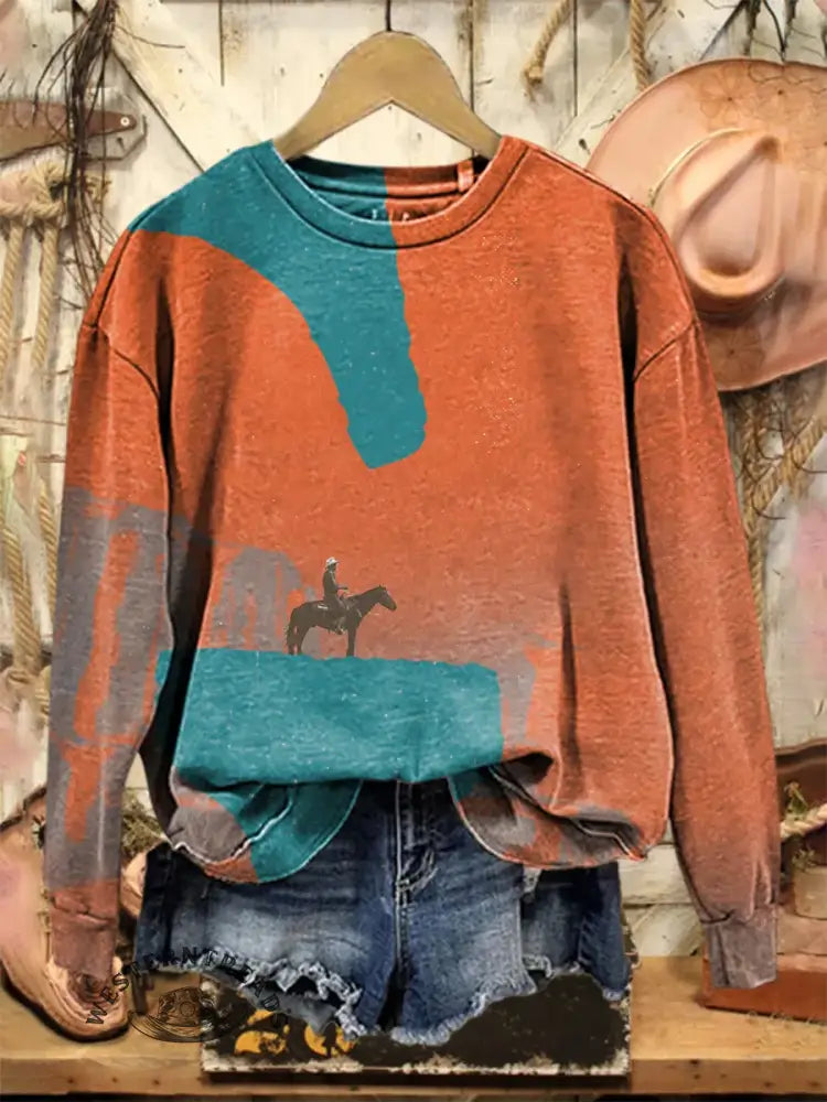 Vintage Western Art Print Sweatshirt
