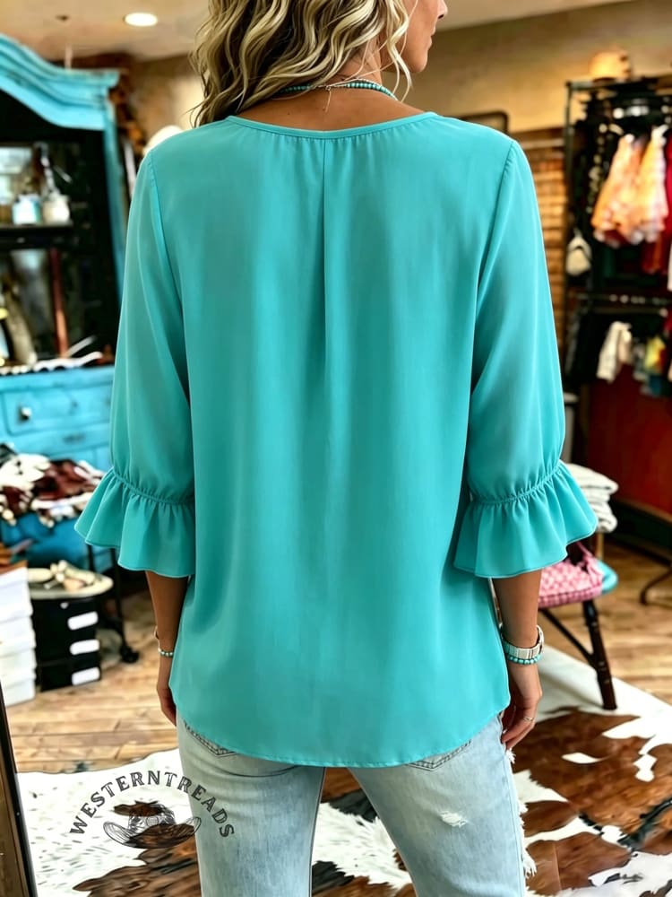 Women's Vintage Patchwork Chiffon Casual Shirt