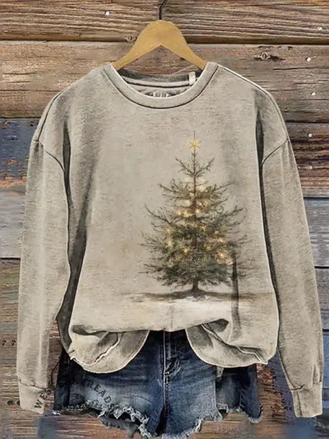 Christmas Tree Casual Cotton Sweatshirt