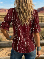 Women's Retro Art Puff Sleeve Casual Shirt