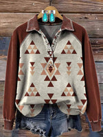 Vintage Aztec Art Print Casual Sweatshirt