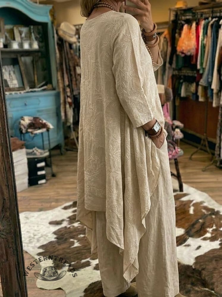 Vintage Flower Art Print Casual Suit