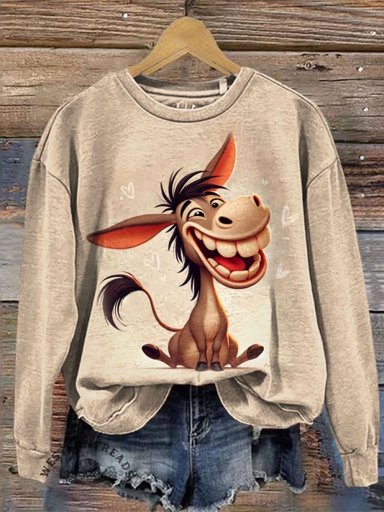 Retro Donkey Casual Cotton Sweatshirt