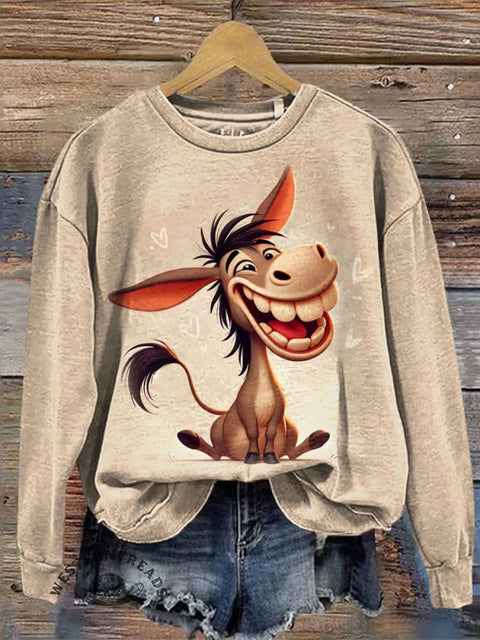 Retro Donkey Casual Cotton Sweatshirt